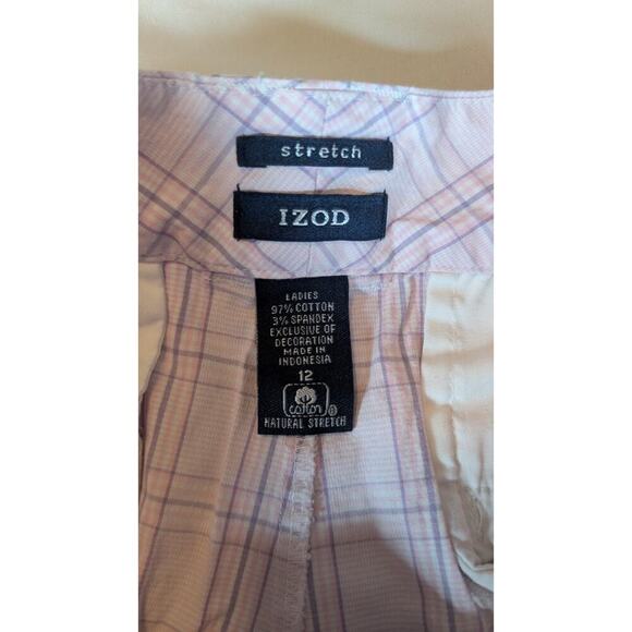 IZOD Shorts Womens 12 Pink Plaid Golf Performance Country Club Sports Athleisure - Picture 2 of 10